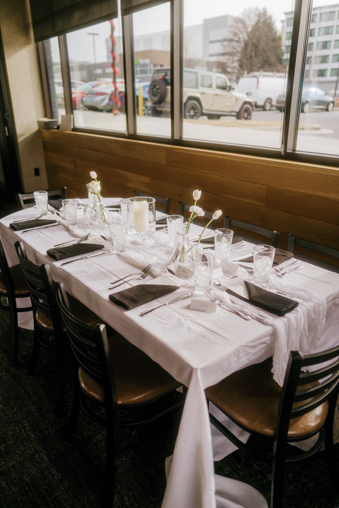 Dining tables set for the first-birthday celebration