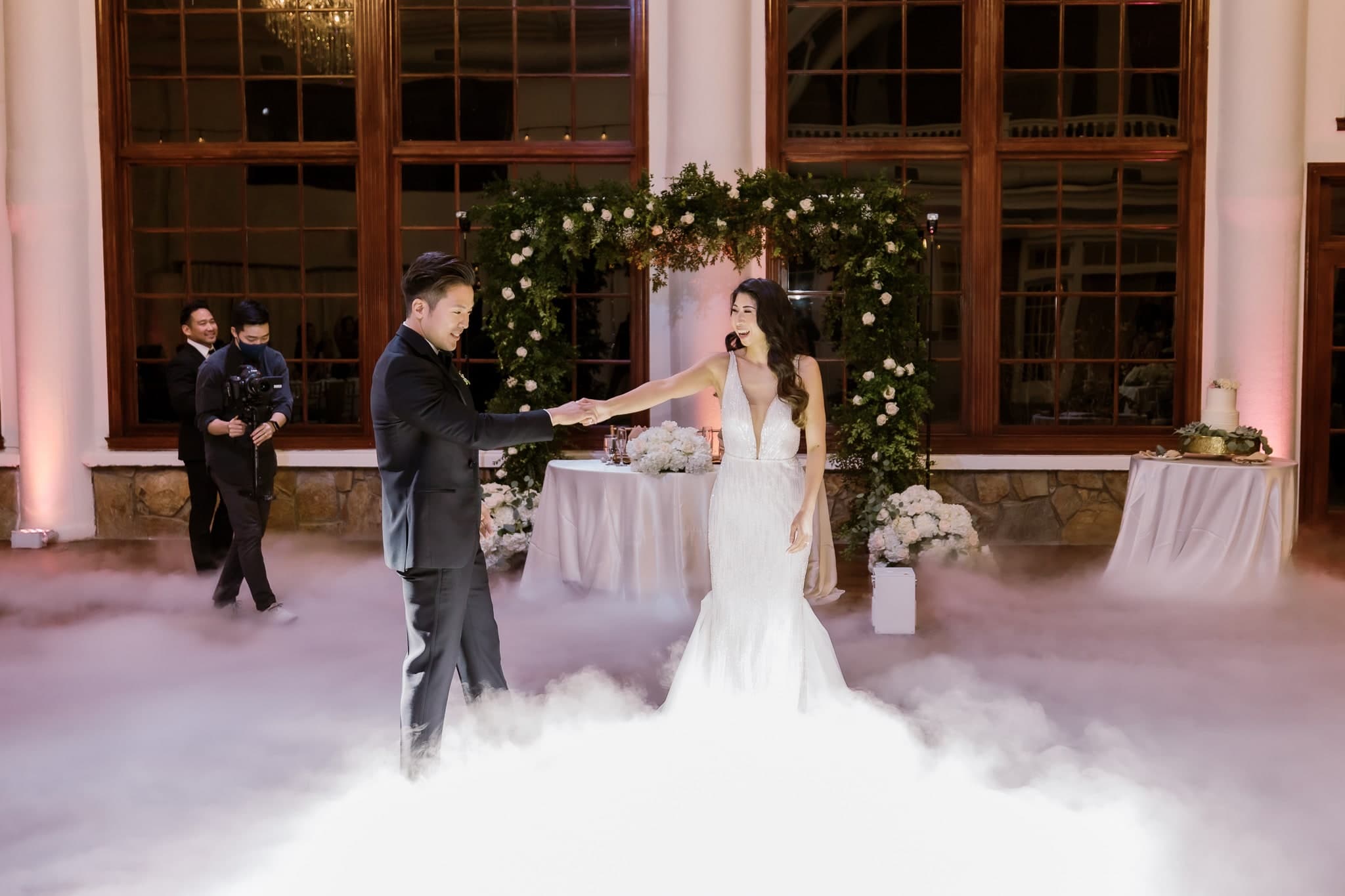 First dance on a cloud of low fog