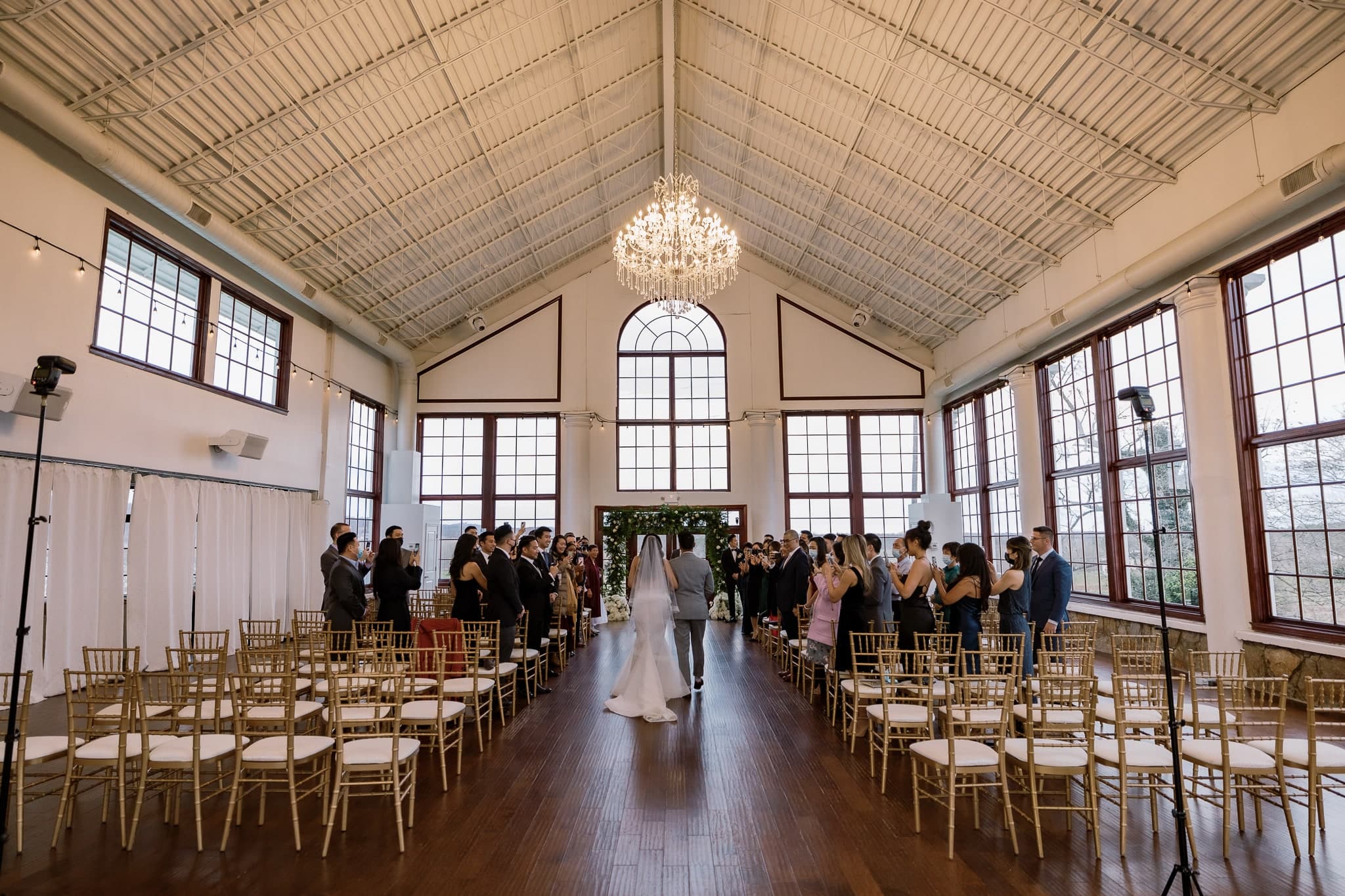 Processional down the aisle of the glasshouse