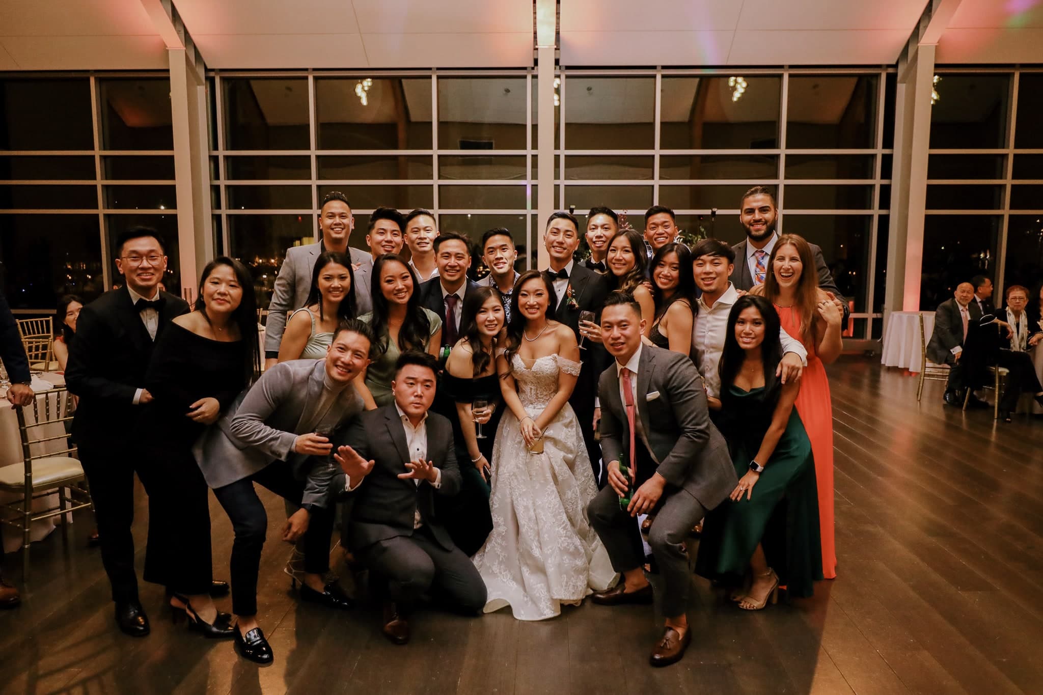 Reception group photo with friends