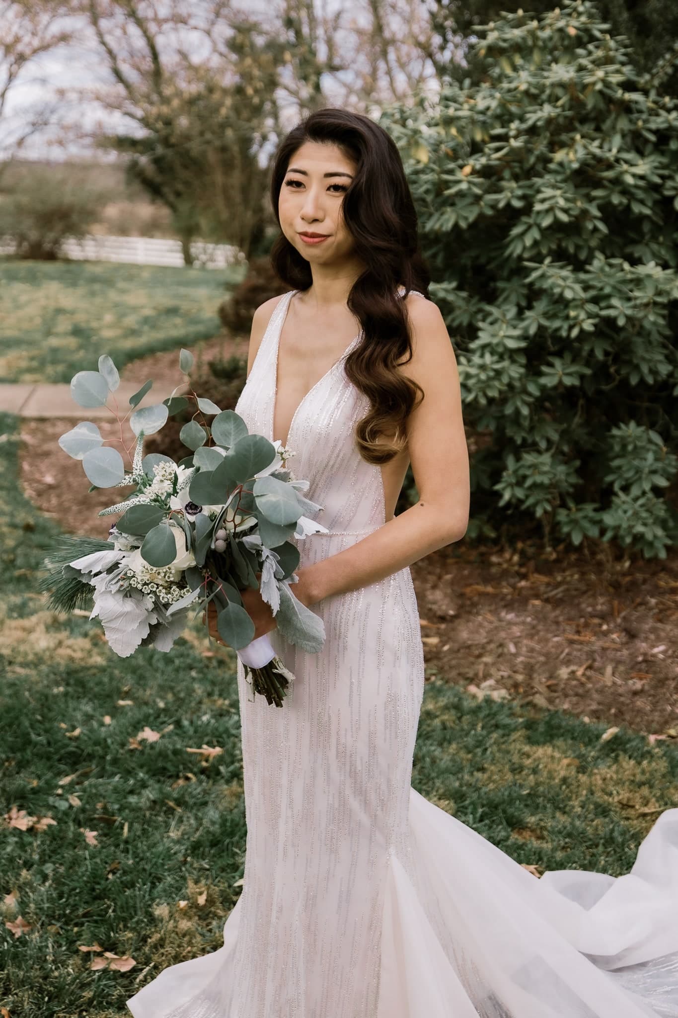 Bridal portrait in the garden